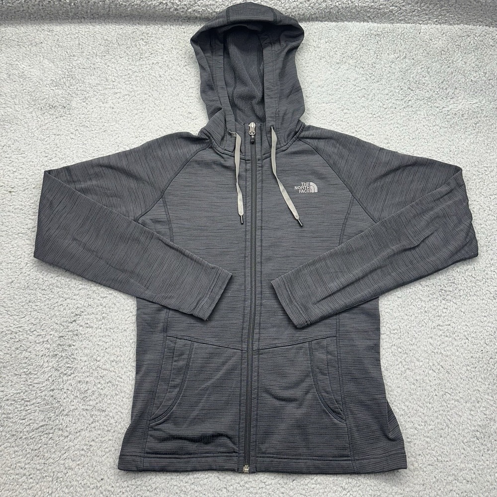 The North Face C714 Womens Small Gray/Black Full Zip Fleece Jacket TCN3/TMN9